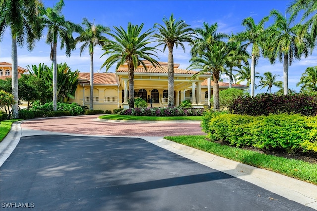 11640 Court Of Palms Unit 103, Fort Myers, FL 33908 - view of front of house with curved driveway, a tile roof, and stucco siding