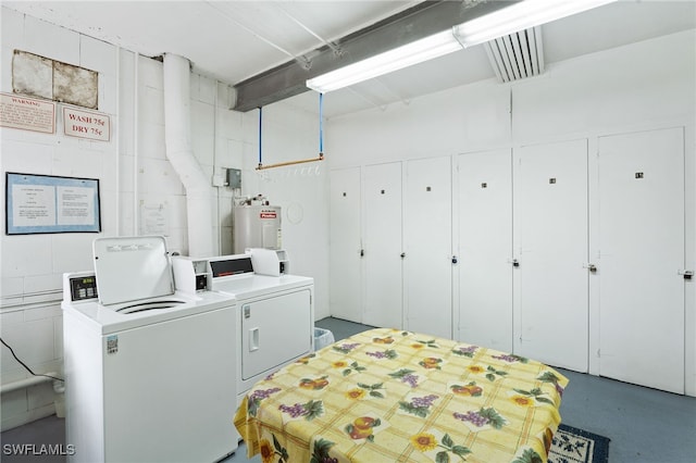 1415 Tropic Ter Unit 1415, North Fort Myers, FL 33903 - communal laundry room featuring independent washer and dryer and water heater