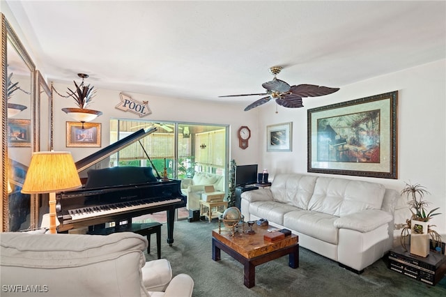 1415 Tropic Ter Unit 1415, North Fort Myers, FL 33903 - living room featuring carpet and ceiling fan