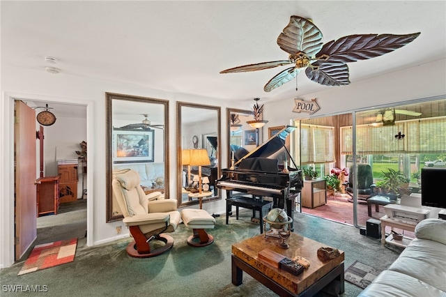 1415 Tropic Ter Unit 1415, North Fort Myers, FL 33903 - living room with ceiling fan and carpet flooring
