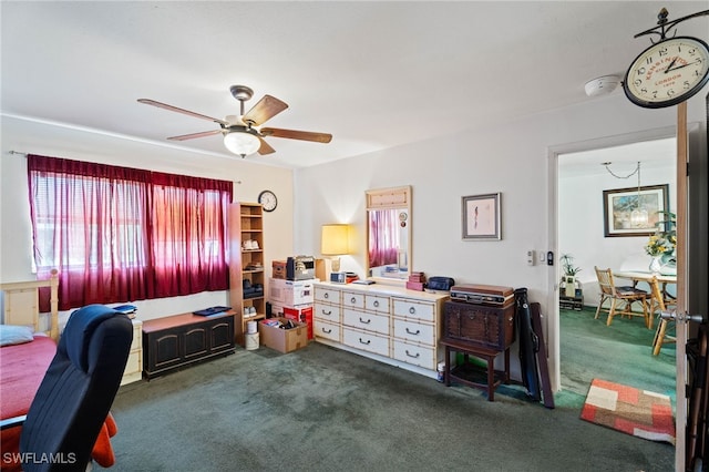 1415 Tropic Ter Unit 1415, North Fort Myers, FL 33903 - home office with dark carpet and a ceiling fan