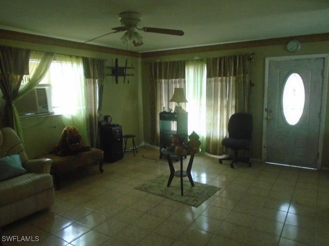 2956 Powell St, Fort Myers, FL 33901 - tiled foyer entrance featuring ceiling fan
