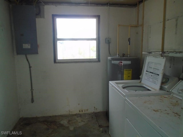 2956 Powell St, Fort Myers, FL 33901 - laundry room with washing machine and clothes dryer, electric panel, and electric water heater