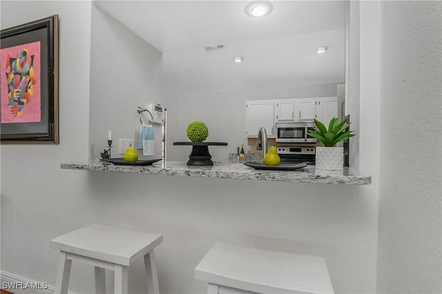28908 Marsh Elder Ct, Bonita Springs, FL 34135 - kitchen featuring stainless steel appliances, white cabinetry, a peninsula, and light countertops