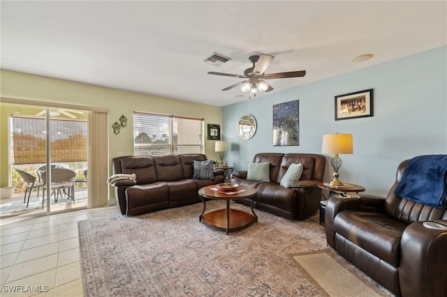 15120 Piping Plover Ct Unit 102, North Fort Myers, FL 33917 - living area featuring ceiling fan and light tile patterned floors