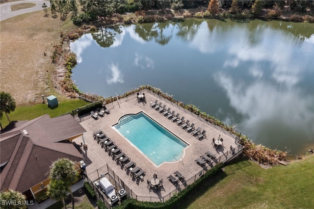 15120 Piping Plover Ct Unit 102, North Fort Myers, FL 33917 - aerial view of a pool area and a nearby body of water