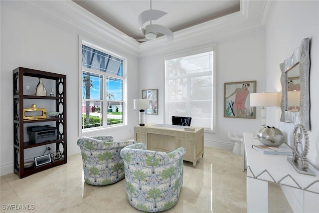 434 Conners Ave, Naples, FL 34108 - office with ornamental molding and a raised ceiling