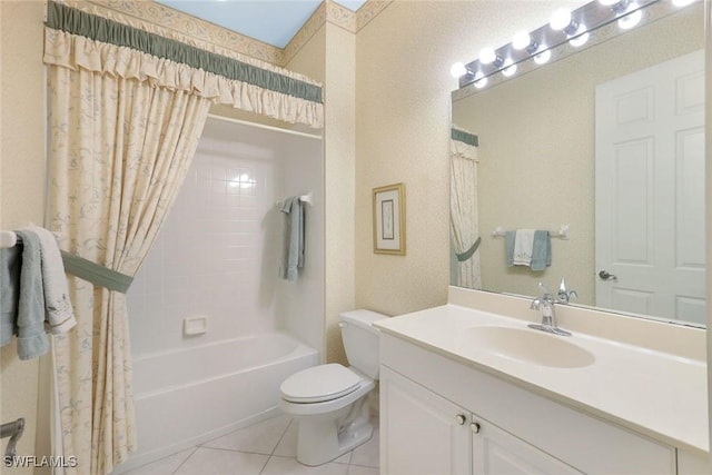 795 Bentwater Cir Unit 202, Naples, FL 34108 - bathroom with toilet, tile patterned floors, vanity, and shower / tub combo
