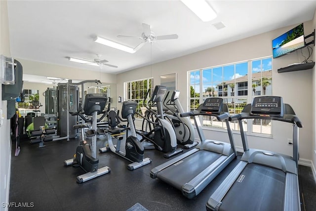 795 Bentwater Cir Unit 202, Naples, FL 34108 - exercise room with ceiling fan