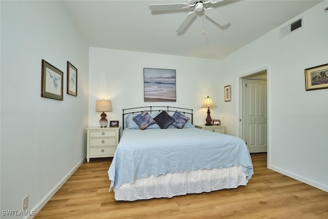 16410 Millstone Cir Unit 102, Fort Myers, FL 33908 - bedroom with light wood-type flooring, baseboards, and a ceiling fan