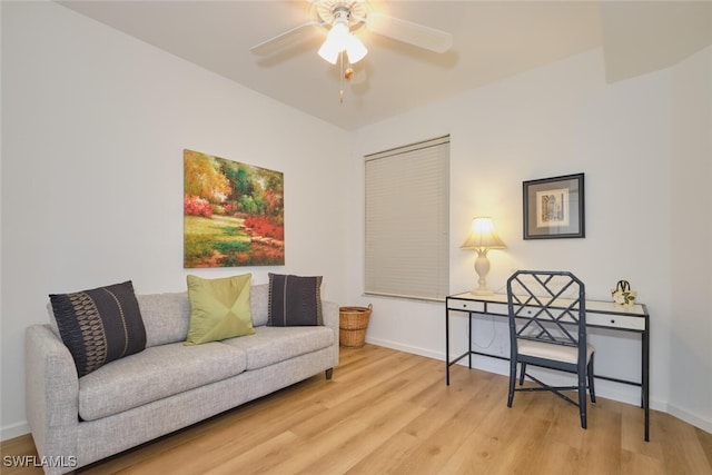 16410 Millstone Cir Unit 102, Fort Myers, FL 33908 - sitting room featuring light wood-type flooring, baseboards, and a ceiling fan