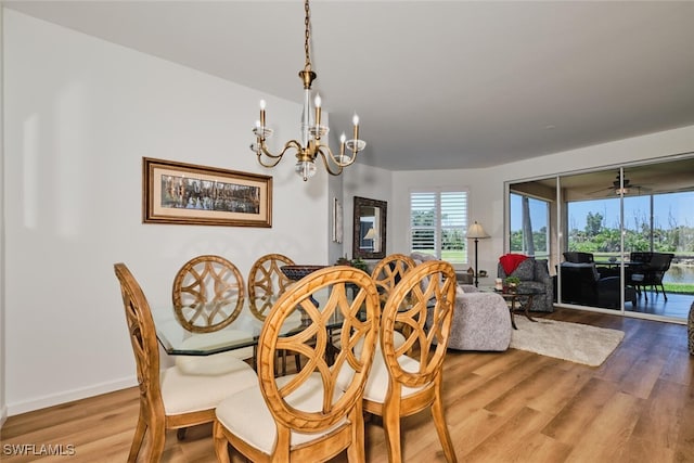 16410 Millstone Cir Unit 102, Fort Myers, FL 33908 - dining space with wood finished floors, a chandelier, and baseboards