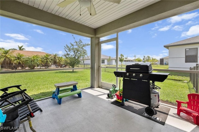 1929 NW 18th St, Cape Coral, FL 33993 - view of patio with ceiling fan and a grill