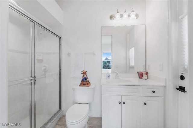2871 Bracci Dr, Saint James City, FL 33956 - bathroom with toilet, vanity, and a shower stall