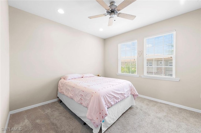 10844 Alvara Point Dr, Bonita Springs, FL 34135 - carpeted bedroom featuring baseboards, recessed lighting, and a ceiling fan
