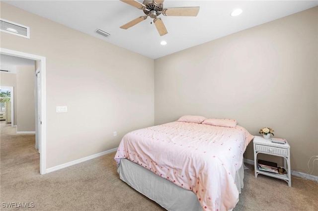 10844 Alvara Point Dr, Bonita Springs, FL 34135 - bedroom featuring carpet floors, baseboards, recessed lighting, and a ceiling fan