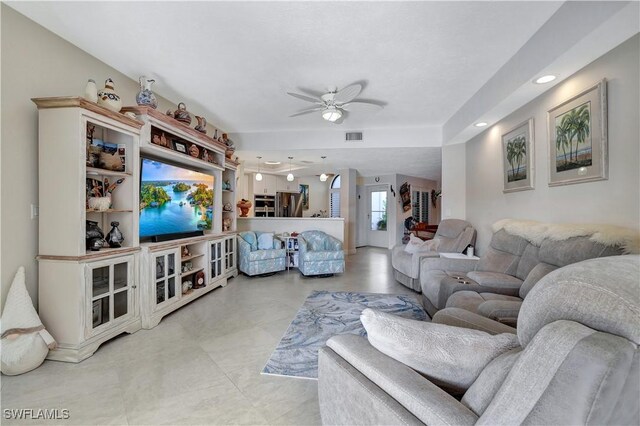 2249 Anchorage Ln Unit B, Naples, FL 34104 - living area featuring ceiling fan and recessed lighting