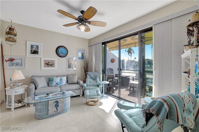 2249 Anchorage Ln Unit B, Naples, FL 34104 - living area with ceiling fan