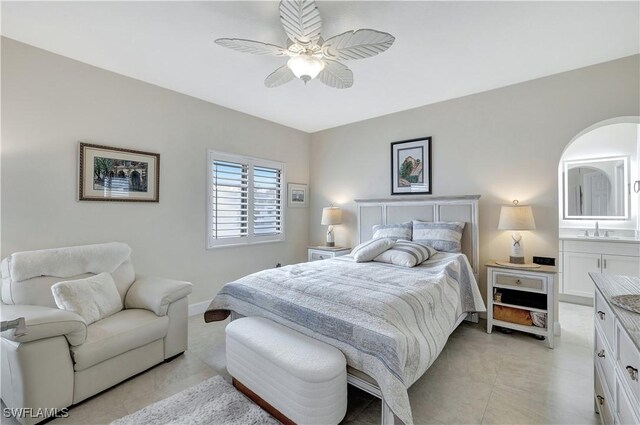 2249 Anchorage Ln Unit B, Naples, FL 34104 - bedroom with a sink, ceiling fan, and baseboards