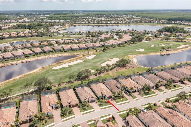 12732 Kinross Ln, Naples, FL 34120 - aerial view of property's location featuring nearby suburban area, a nearby body of water, and a golf course