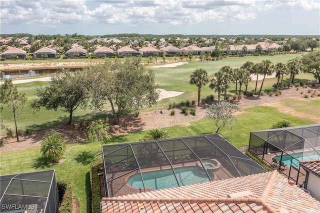 12732 Kinross Ln, Naples, FL 34120 - aerial view of residential area featuring a golf course, a pool, and a large body of water