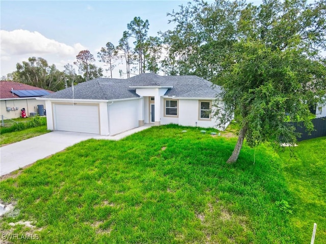 3507 41st St SW, Lehigh Acres, FL 33976 - ranch-style home with an attached garage, driveway, stucco siding, and roof with shingles