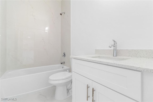 3507 41st St SW, Lehigh Acres, FL 33976 - bathroom featuring vanity, toilet,  shower combination, and marble finish flooring
