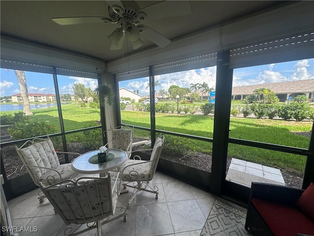 11460 Caravel Cir Unit 5009, Fort Myers, FL 33908 - sunroom featuring ceiling fan