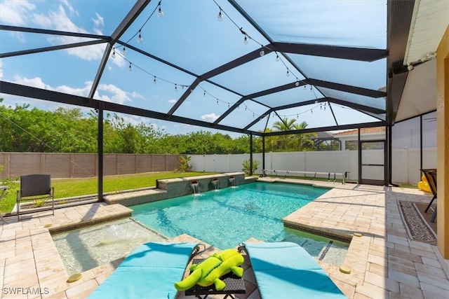 9344 Via Murano Ct, Fort Myers, FL 33905 - view of swimming pool featuring a patio area, a fenced backyard, and a lanai