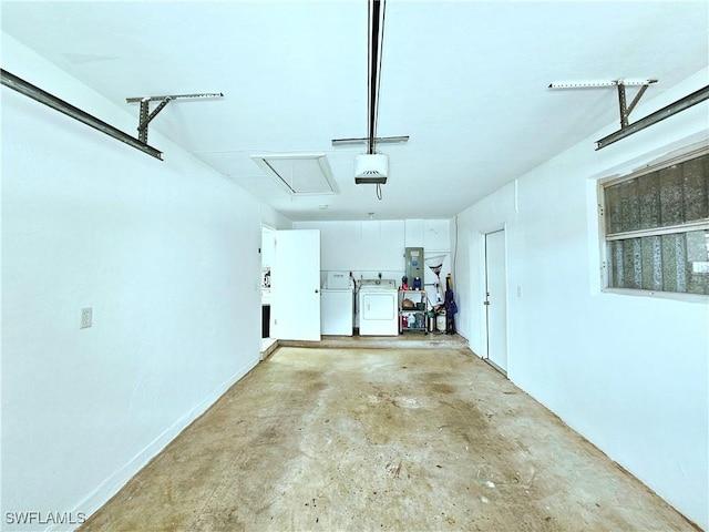 4268 25th Ave SW, Naples, FL 34116 - garage with washer and dryer, refrigerator, electric panel, and a garage door opener
