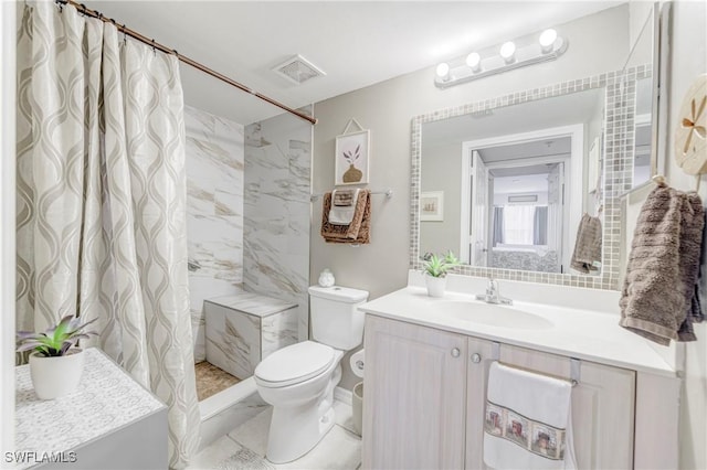 1769 Four Mile Cove Pkwy Unit 915, Cape Coral, FL 33990 - bathroom featuring vanity, toilet, and a shower with shower curtain