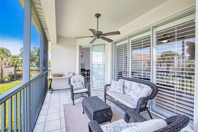 15055 Tamarind Cay Ct Unit 1205, Fort Myers, FL 33908 - balcony with a ceiling fan and an outdoor living space