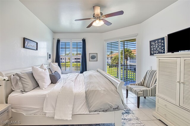 15055 Tamarind Cay Ct Unit 1205, Fort Myers, FL 33908 - bedroom featuring light tile patterned flooring, access to outside, and a ceiling fan