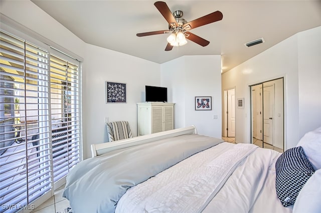 15055 Tamarind Cay Ct Unit 1205, Fort Myers, FL 33908 - tiled bedroom featuring a closet and ceiling fan