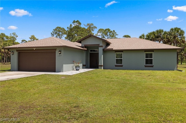1187 16th Ave NE, Naples, FL 34120 - ranch-style home with stucco siding, an attached garage, and concrete driveway