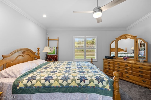 1187 16th Ave NE, Naples, FL 34120 - carpeted bedroom with ornamental molding and ceiling fan