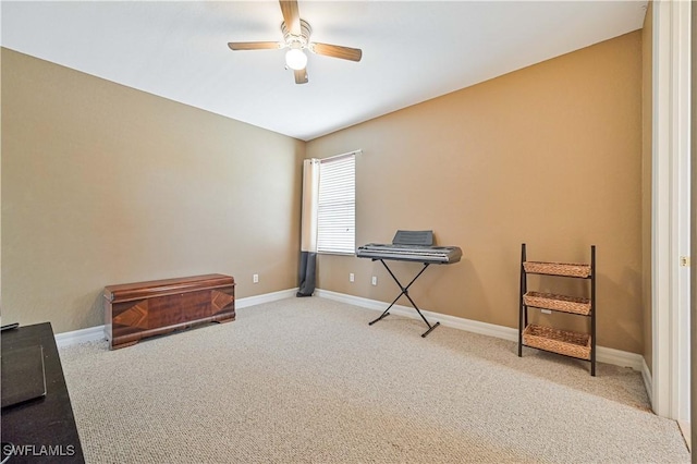 10212 Mimosa Silk Dr, Fort Myers, FL 33913 - home office featuring ceiling fan, carpet floors, and baseboards