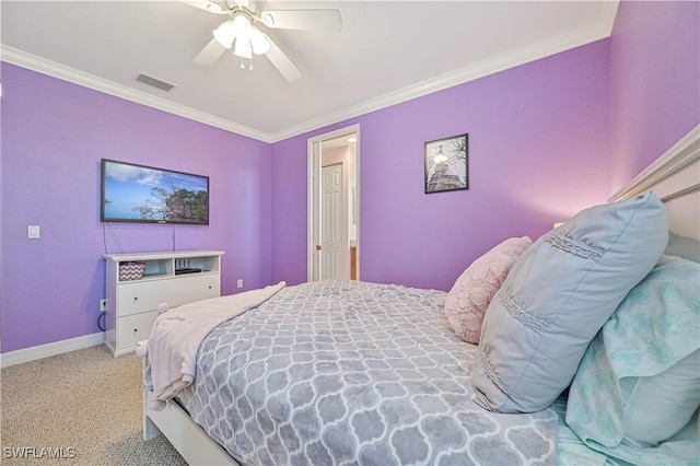 10212 Mimosa Silk Dr, Fort Myers, FL 33913 - bedroom with crown molding, baseboards, ceiling fan, and carpet floors