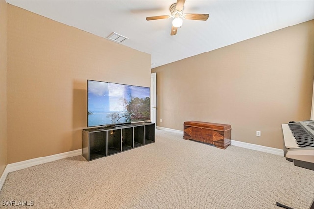 10212 Mimosa Silk Dr, Fort Myers, FL 33913 - carpeted cinema featuring ceiling fan and baseboards