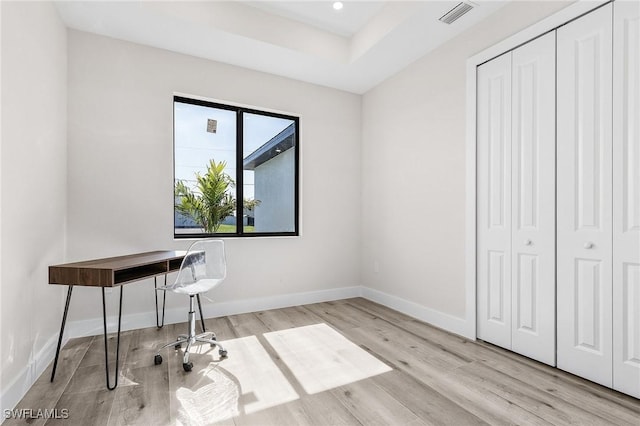 224 NW 14th Pl, Cape Coral, FL 33993 - unfurnished office featuring wood finished floors, baseboards, and recessed lighting
