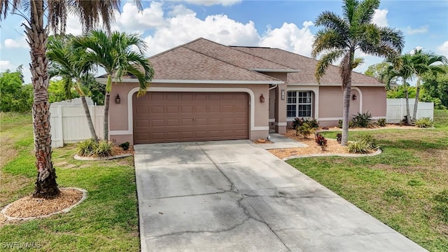 2142 NE 27th Ter, Cape Coral, FL 33909 - single story home with stucco siding, a garage, concrete driveway, and roof with shingles