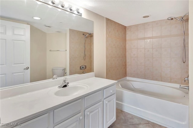 4135 Residence Dr Unit 618, Fort Myers, FL 33901 - full bathroom featuring vanity, tub / shower combination, tile patterned floors, and toilet