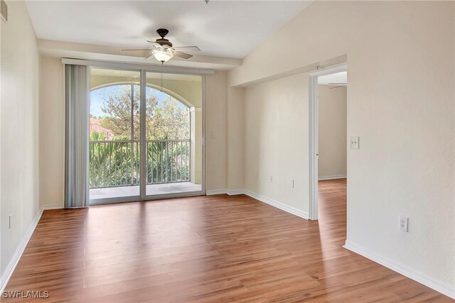 4135 Residence Dr Unit 618, Fort Myers, FL 33901 - spare room with light wood-style floors, ceiling fan, and baseboards