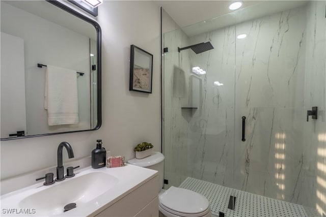 3091 52nd St SW, Naples, FL 34116 - full bath featuring a marble finish shower, toilet, and vanity