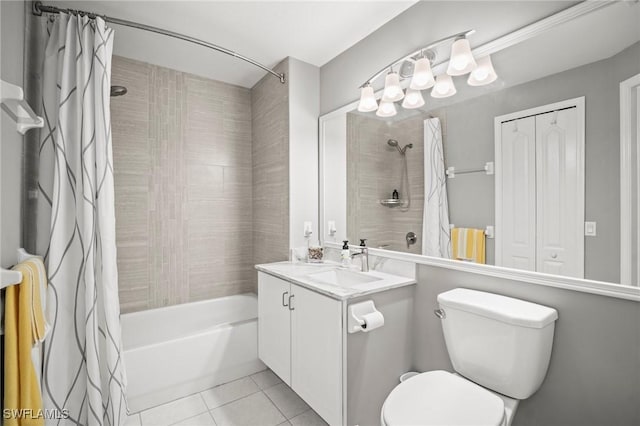 23581 Sandycreek Ter Unit 1107, Estero, FL 34135 - full bath with shower / bathtub combination with curtain, tile patterned floors, vanity, and toilet