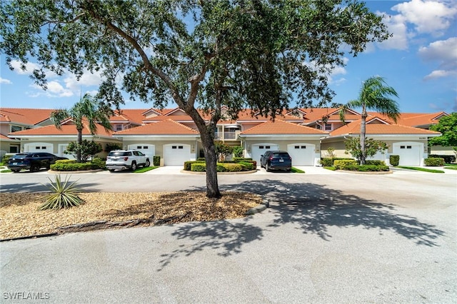 5135 Cobble Creek Ct Unit 204, Naples, FL 34110 - view of front facade with curved driveway, an attached garage, and stucco siding