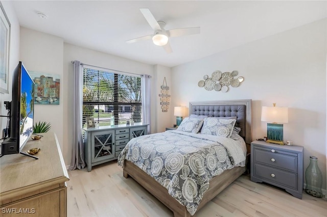 17476 Ashcomb Way, Estero, FL 33928 - bedroom with light wood-type flooring and a ceiling fan