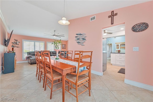1826 SE 6th Ave, Cape Coral, FL 33990 - dining space with a ceiling fan, light tile patterned floors, and baseboards