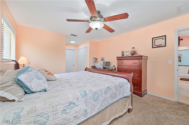1826 SE 6th Ave, Cape Coral, FL 33990 - bedroom with light colored carpet, baseboards, and ceiling fan