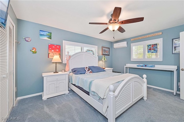 1826 SE 6th Ave, Cape Coral, FL 33990 - carpeted bedroom featuring a wall mounted AC, multiple windows, and baseboards